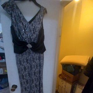 Silver/Black/Grey Sequin Maxi Dress Gown Worn Twice Good Condition